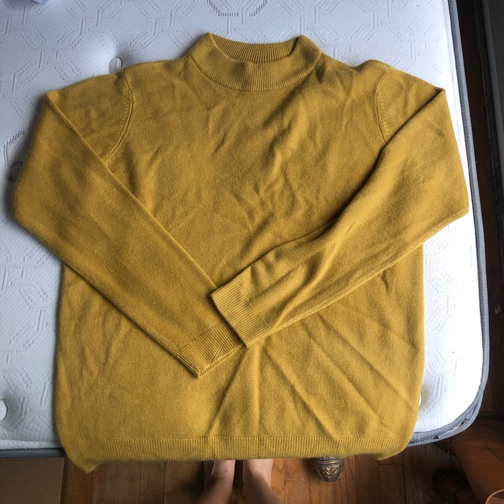Requirements mock neck mustard sweater